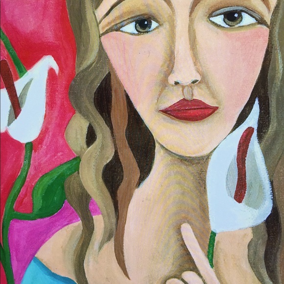 LARGE PRINT Girl with White Calla Lily - Picture 2 of 3